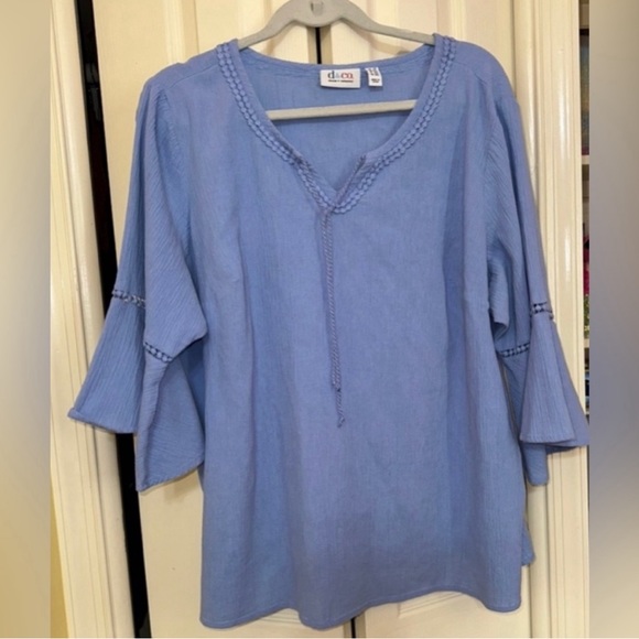 Women's Crepe Blouse - 3/4 inch bell sleeves - Size 2X | Denim&Co - Picture 3 of 12